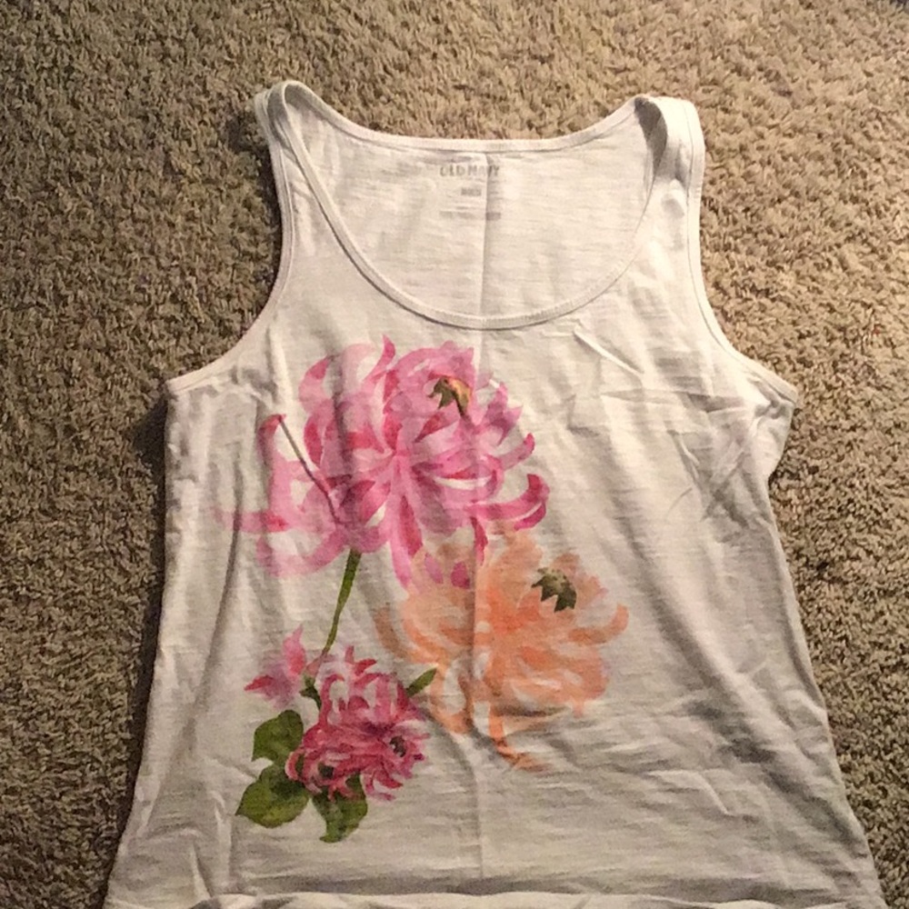 White Floral Tank Top